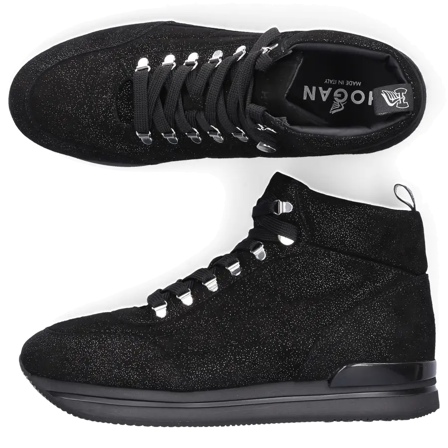 Hogan - Sneaker high H222 Ziegenleder Glitzer schwarz - schwarz