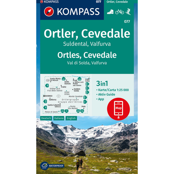 KOMPASS WANDERKARTE 077 ORTLER, CEVEDALE, SULDENTAL