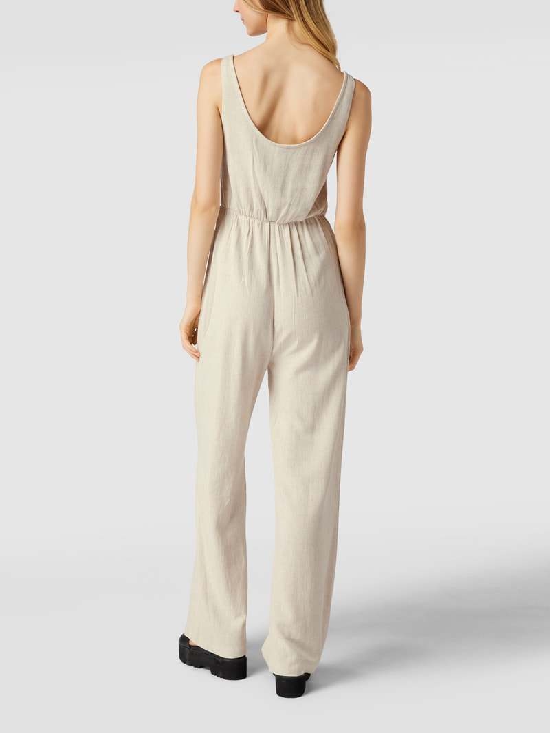 Jumpsuit mit angedeuteter Knopfleiste in beige