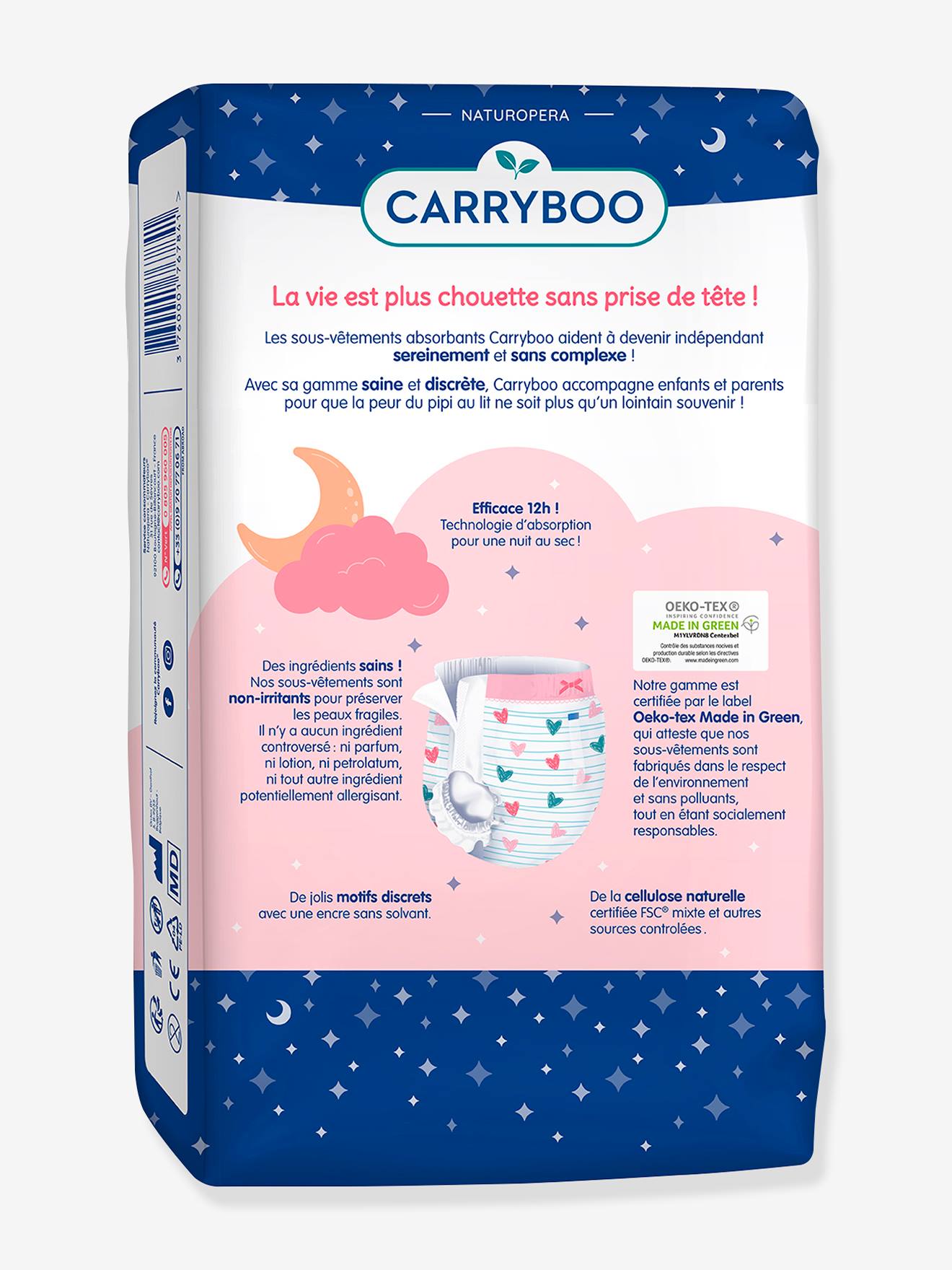Lot de 16 sous-vêtements de nuit CARRYBOO Enurésie bleu