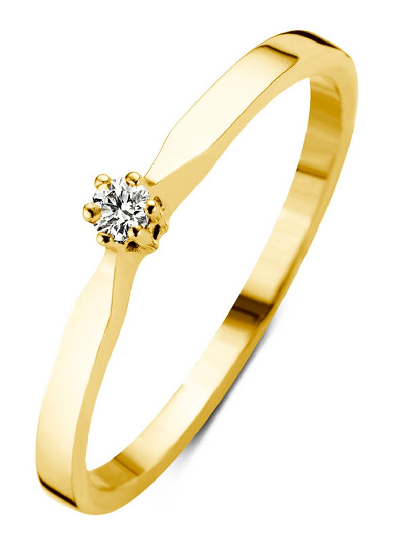 Diamond Point Keltakultainen solitaire-sormus laboratoriossa kasvatettu timantti, 0,03 karaatin timantti. 0,03 karaatin timantti. Laboratoriossa kasvatettu timantti.