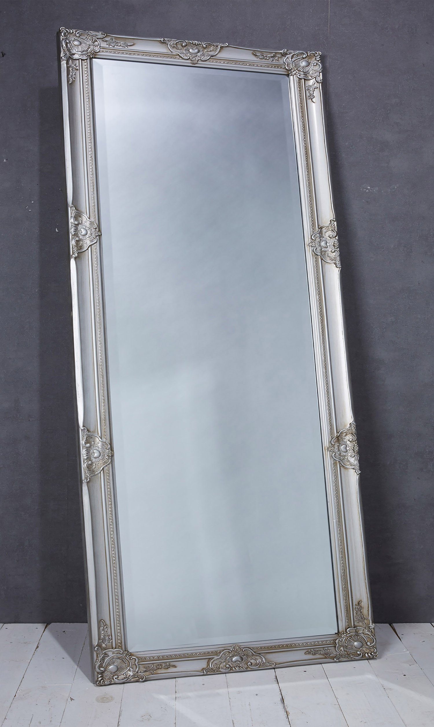 LC Home Wandspiegel LC Home Wandspiegel Barock silber ca. 180 x 80 cm m. Facettenschliff Antik- Stil, vormontierte Aufhängung