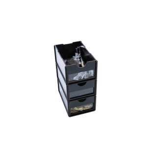Black Paint Rack: Eckteil mit Schubladen