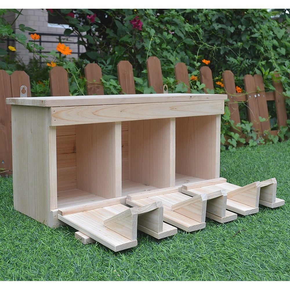 Mucola Nistkasten Nistkasten Vogelhaus 3 Nistkammern Spatzenvilla Holz Sperling Spatzen, Maße: ca. 44 x 15,5 x 21,5 cm (BxTxH)
