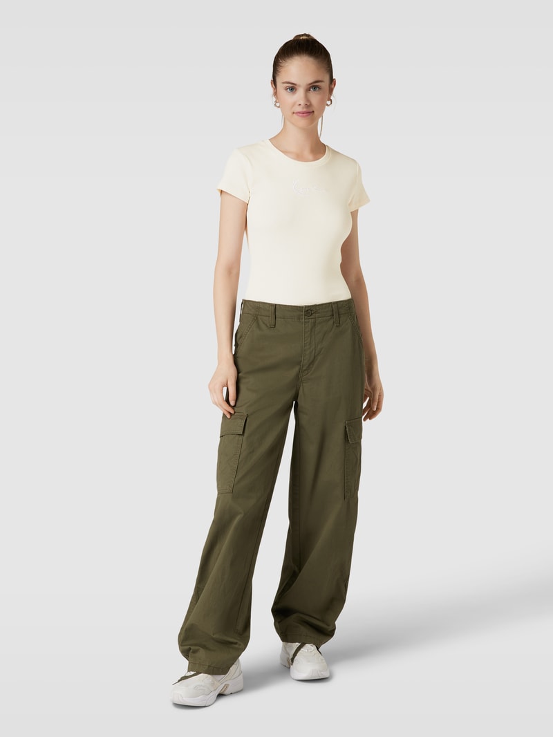 T-Shirt mit Label-Stitching in offwhite