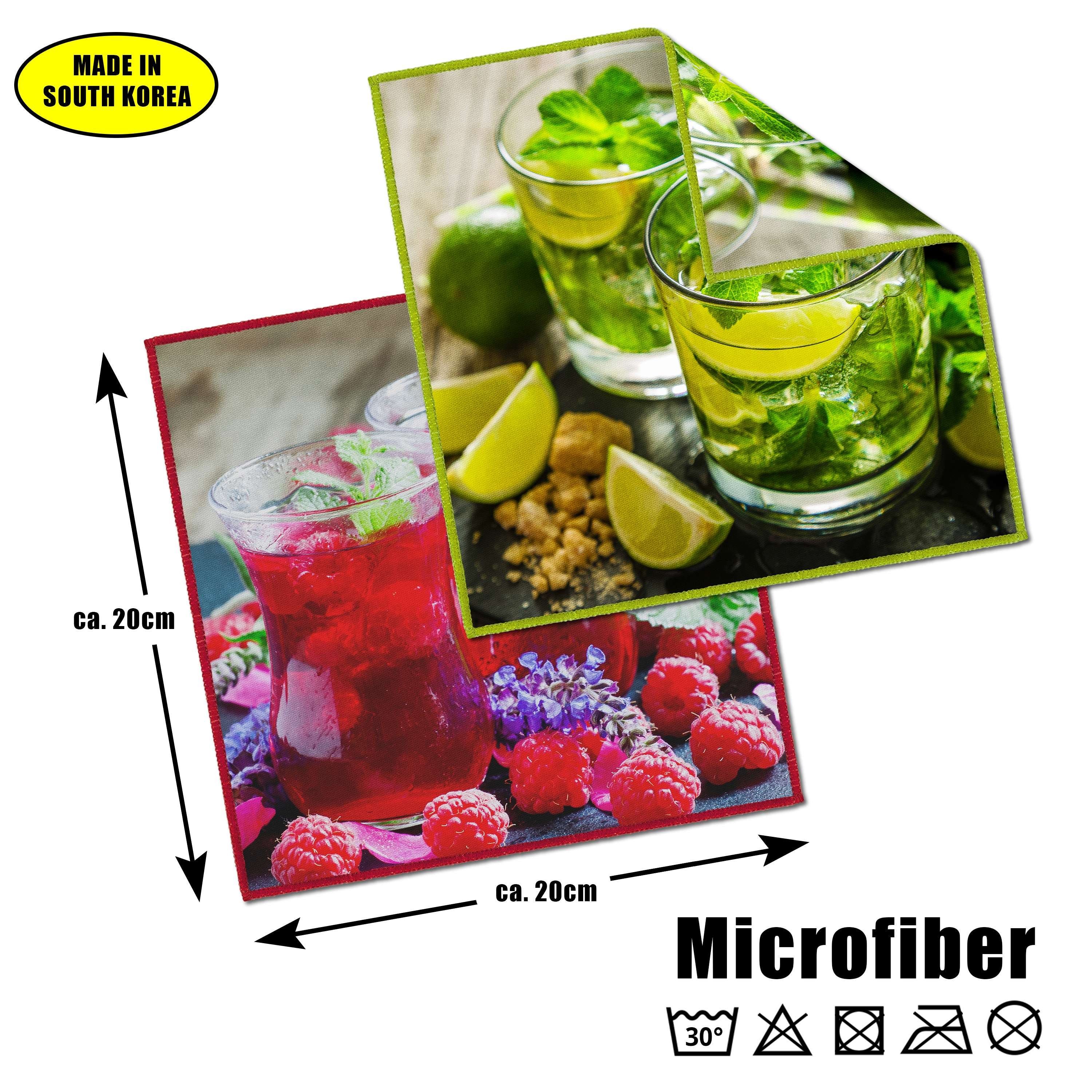 Edison & King Mikrofasertücher mit Motiv Mikrofasertuch (Microfaser, 20x20 cm, 2er Pack, Brillenputztücher mit vernähten Rändern)