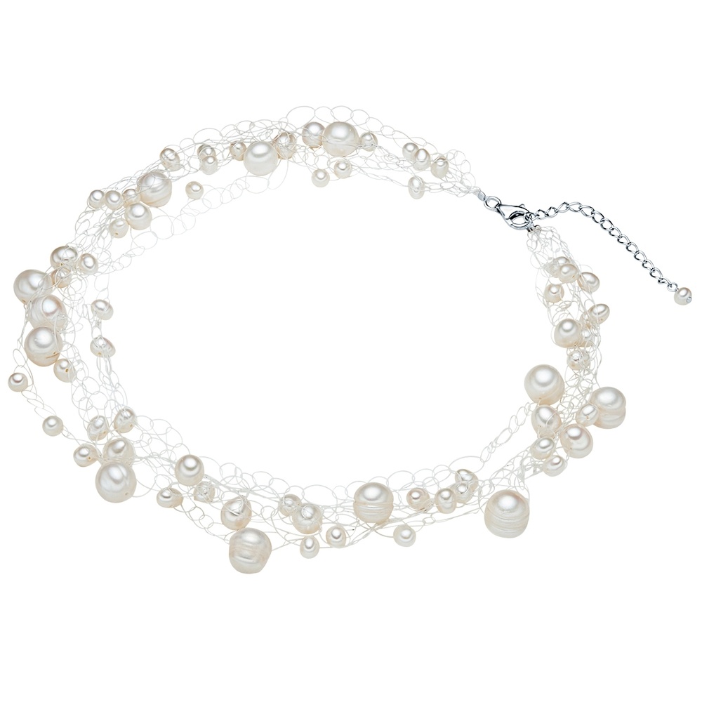 Valero Pearls Collier de perles Perle de culture d'eau douce Perle de culture d'eau douce en Bl collier
