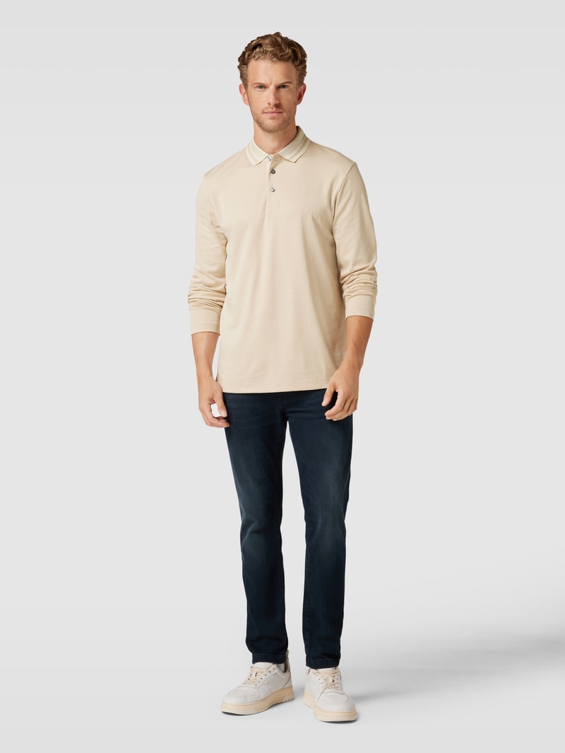 Poloshirt mit Strukturmuster Modell 'Pleins' in offwhite
