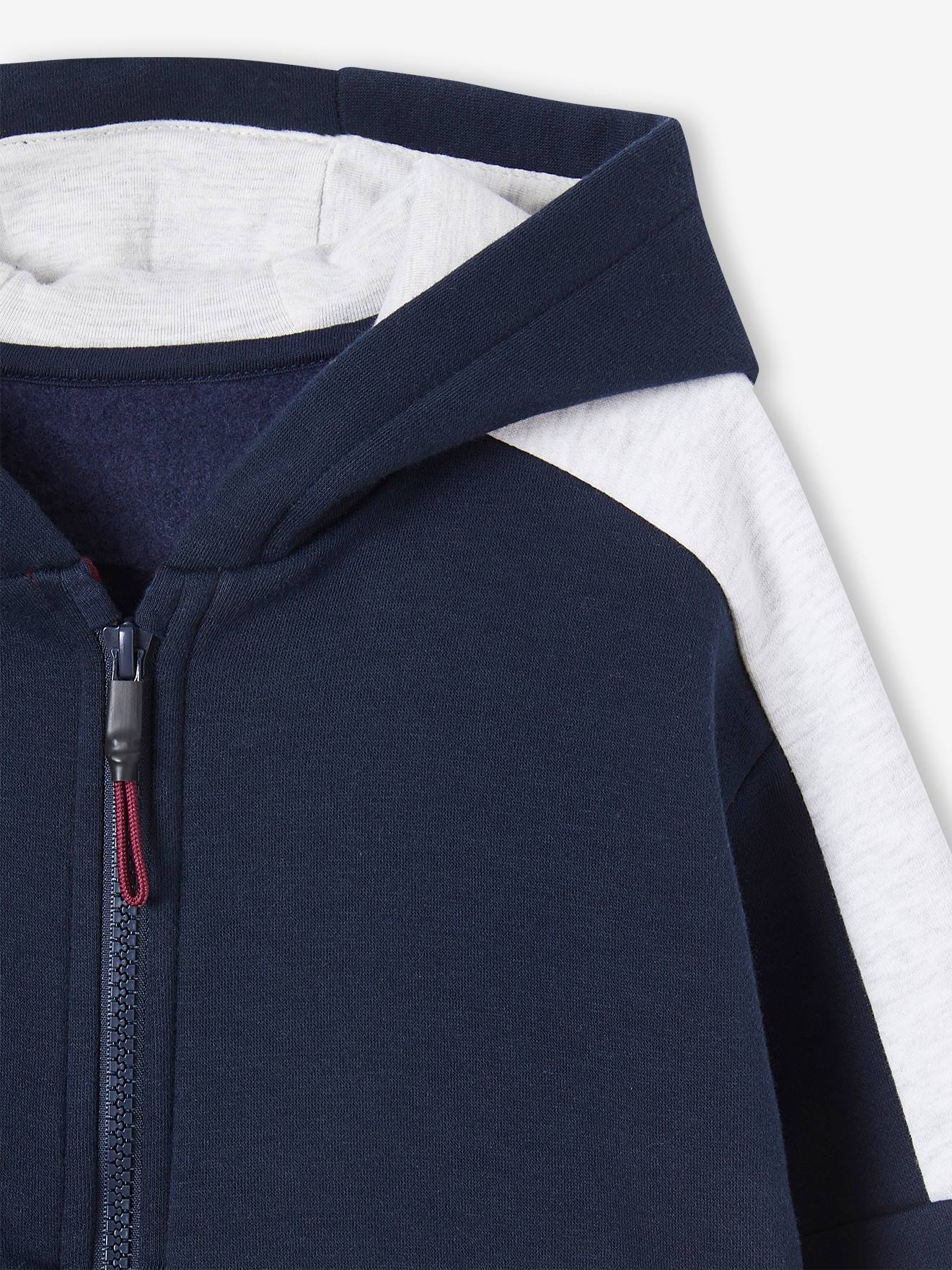Sweat zippé à capuche effet colorblock sport garçon vert