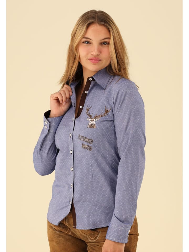 OS-Trachten Trachtenbluse Fudos in jeans günstig kaufen