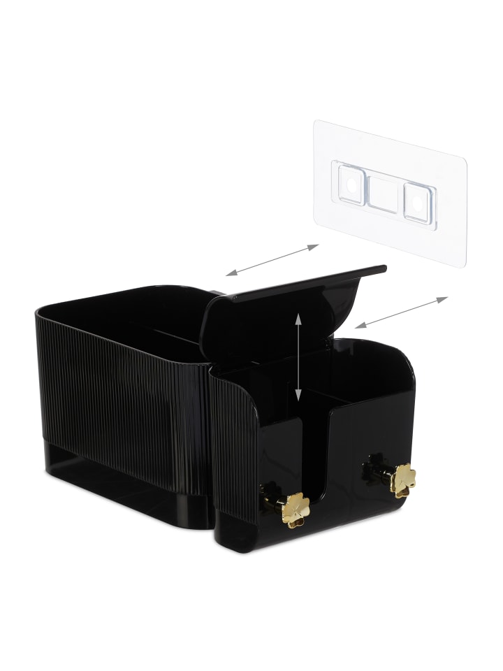 relaxdays Kosmetik Organizer in Schwarz/ Gold - (B)24 x (H)10 x (T)12,5 cm günstig kaufen onesize