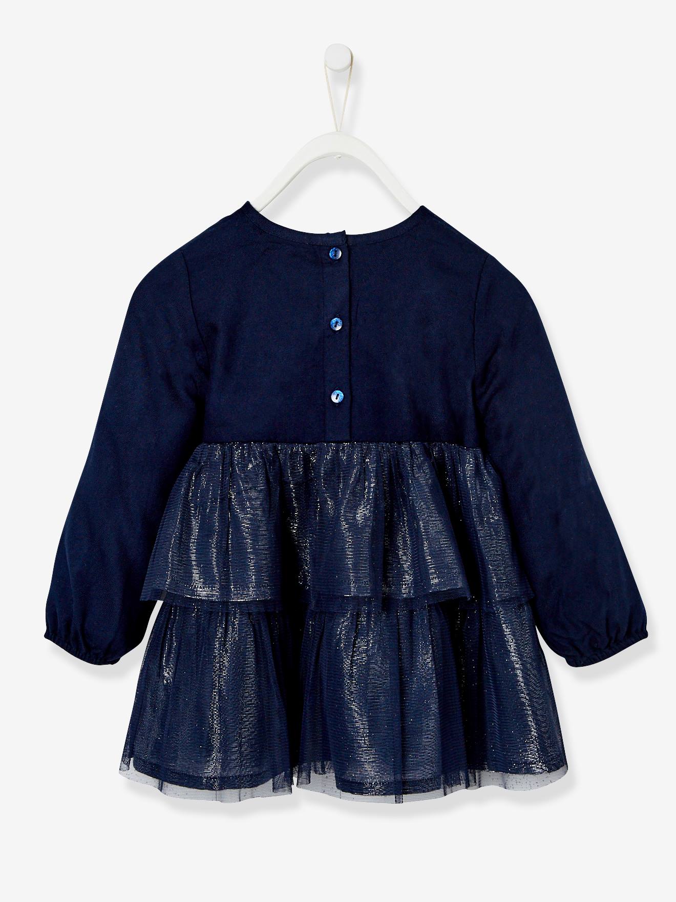 Robe de fêtes bébé avec paillettes bleu encre