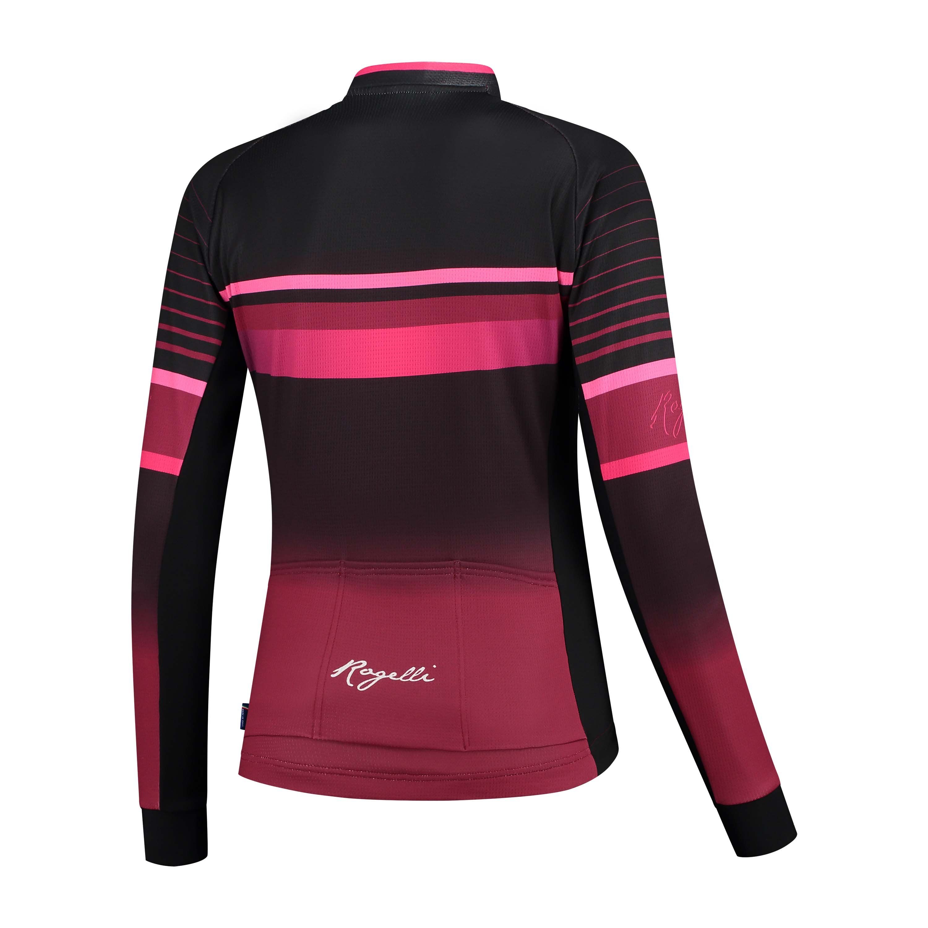 Rogelli Impress Bordeaux/Rosa Damen Radtrikot Langarm