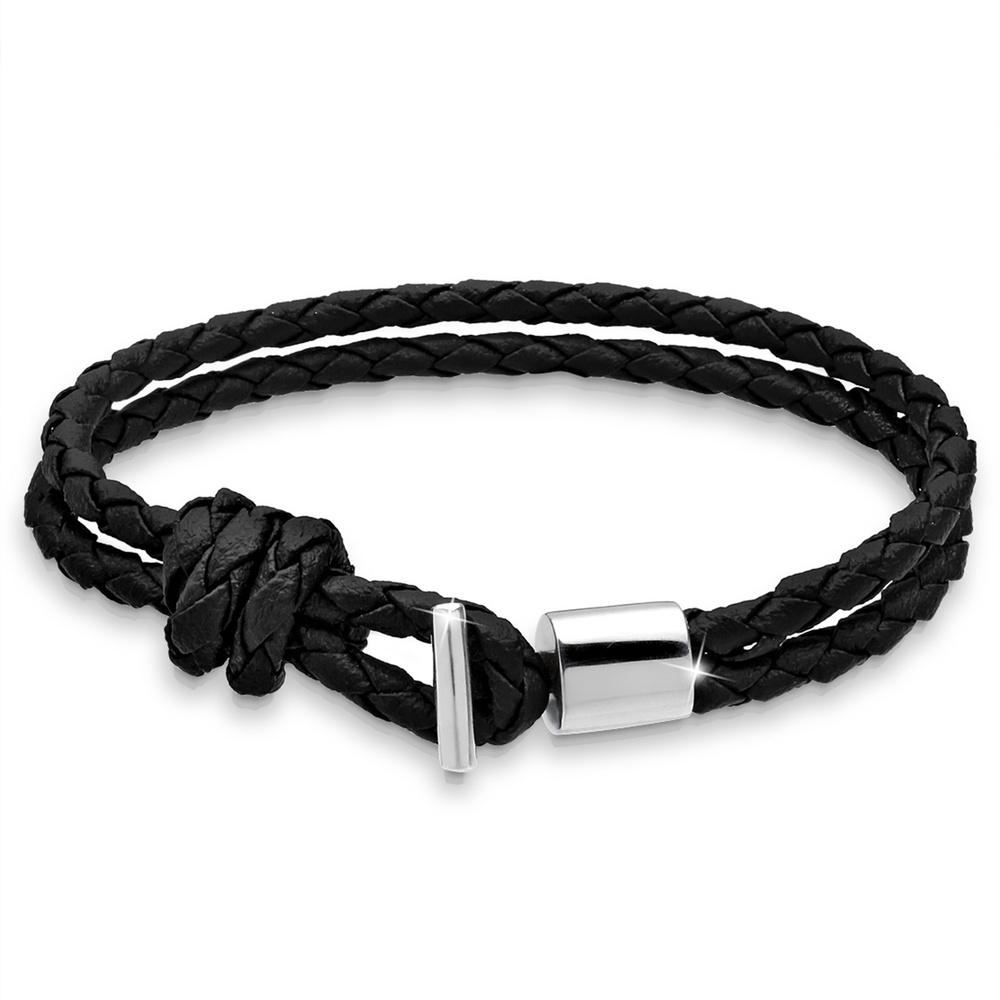 KUZZOI KUZZOI Bracelet Pendant Cuir Velours Bracelet Homme - (925/1000) Argent Bracelet