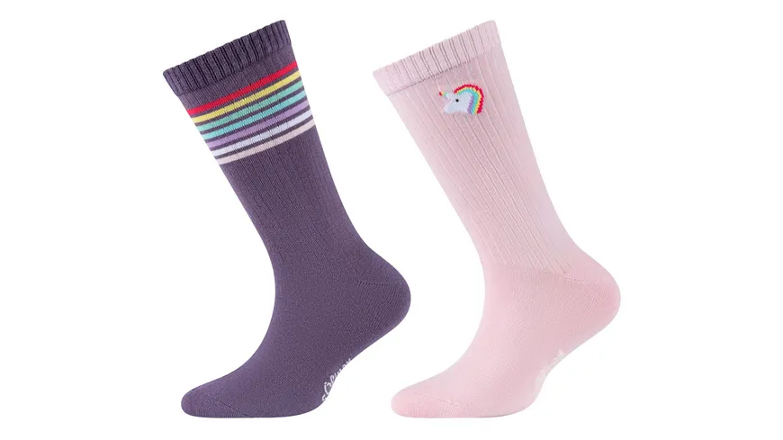 s.Oliver Kinder Socken Silky Sustainable Mini Motif 2er Pack lila, rosa