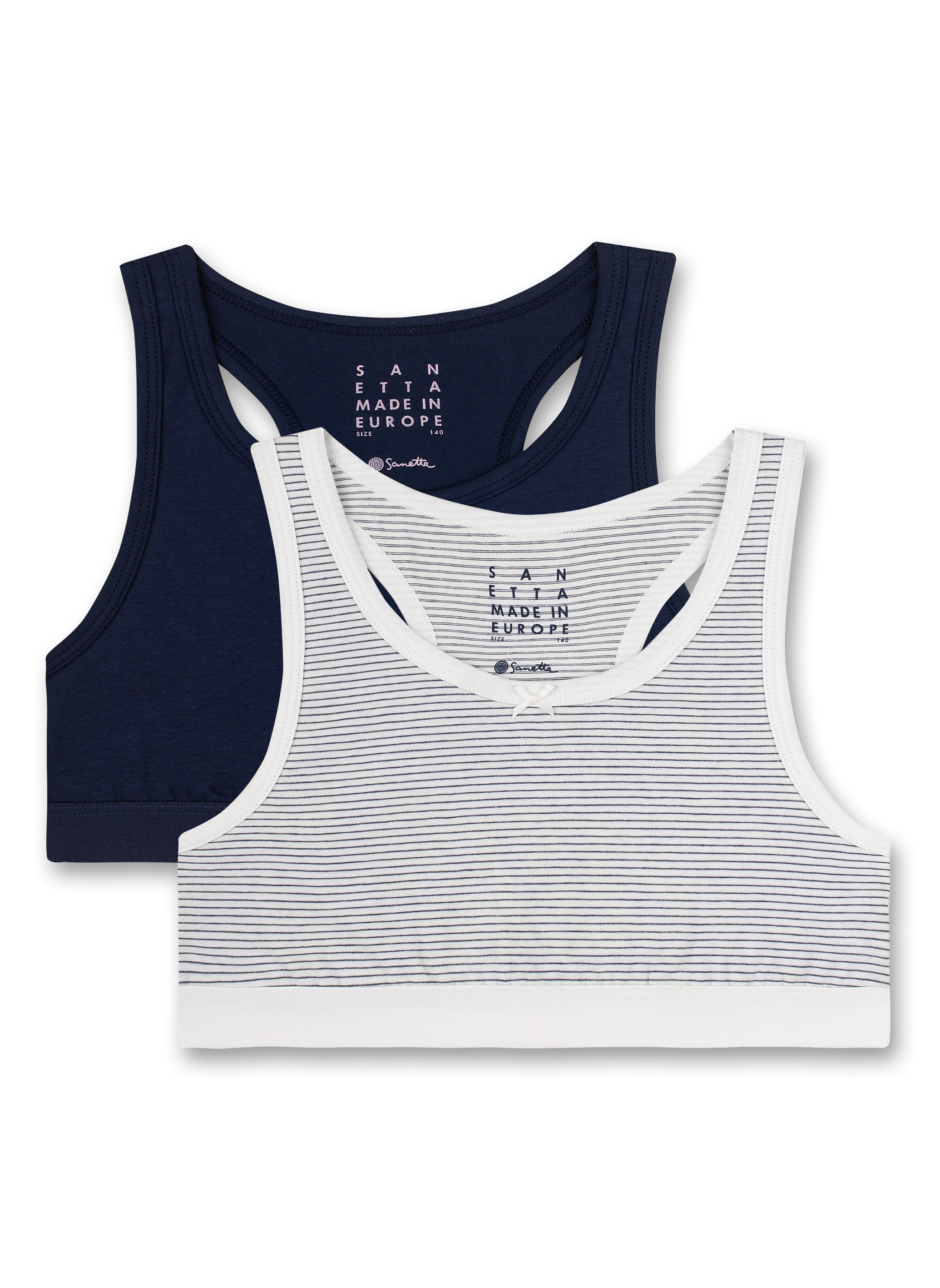 Mädchen-Bustier (Doppelpack) Off-White und Dunkelblau