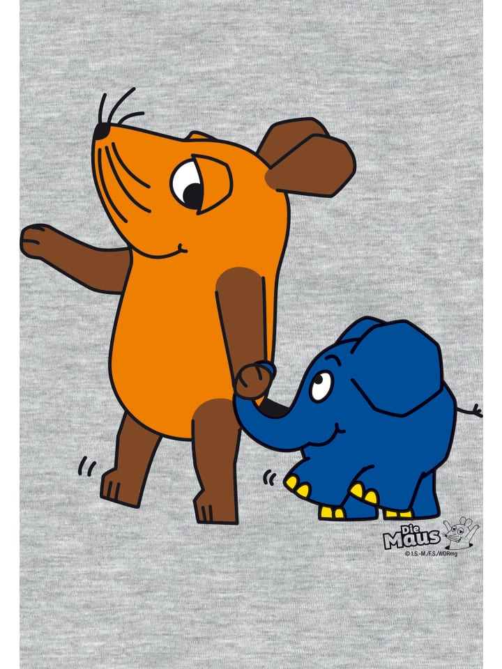 Logoshirt T-Shirt Sendung mit der Maus - Maus & Elefant in grau-meliert günstig kaufen