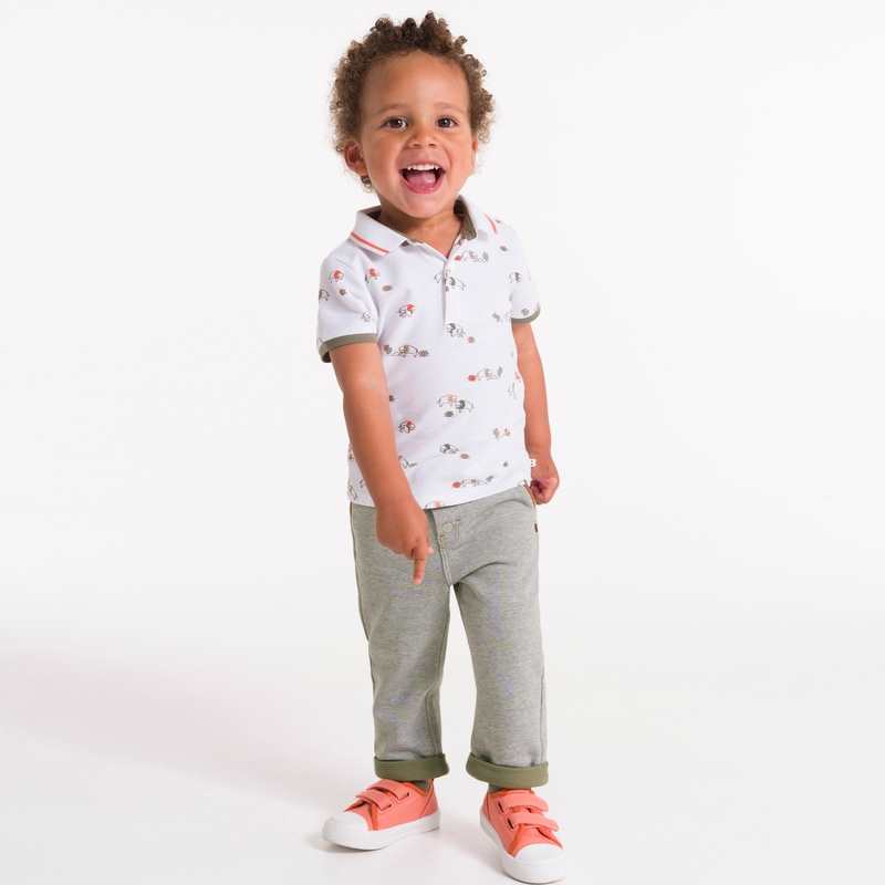 Pantalon molleton maille fantaisie vert bébé garçon
