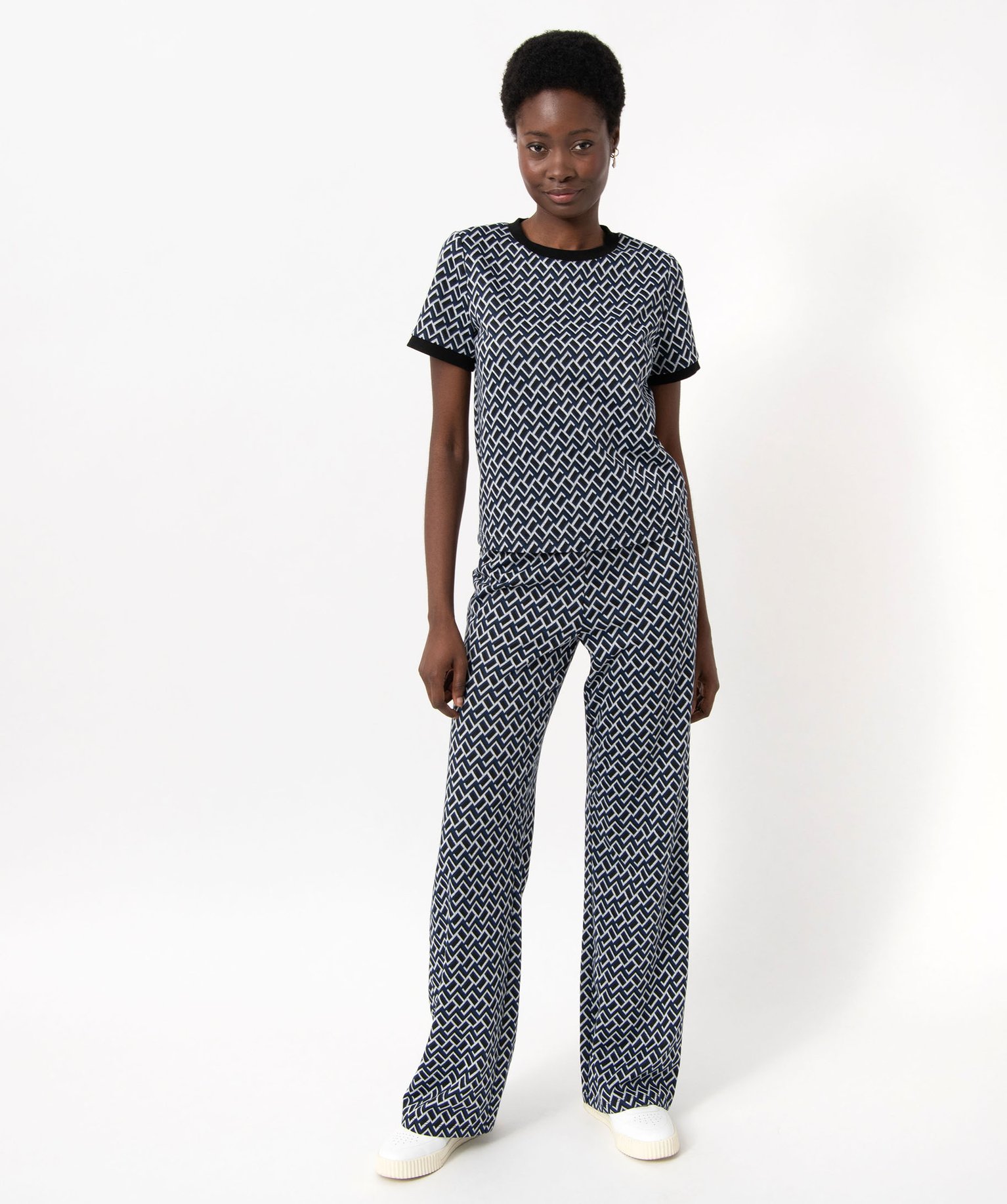 Tee-shirt à manches courtes imprimé femme bleu | GEMO