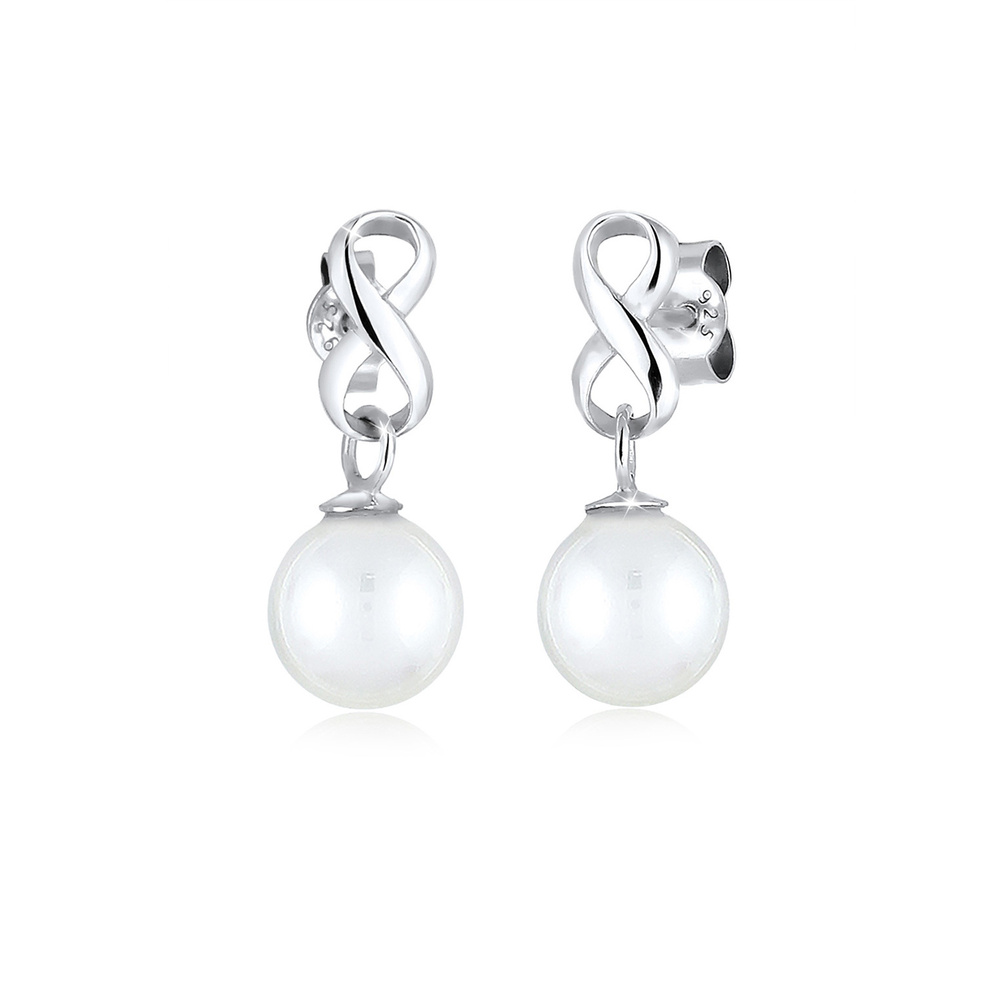 Elli Elli Boucles d'Oreilles Infinity Perle Unendlichkeit 925 Silber Boucles d'oreilles