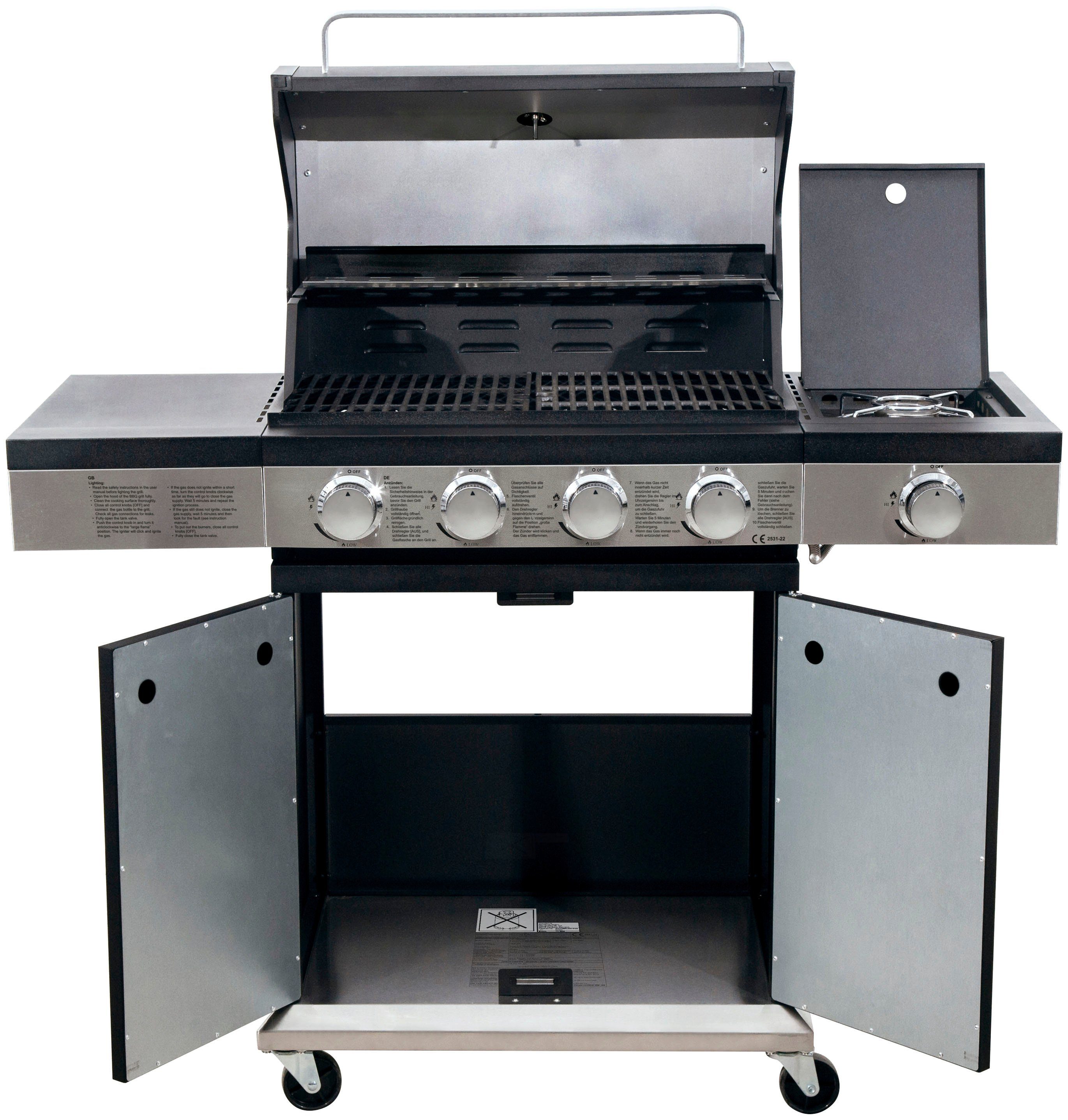 KONIFERA Gasgrill Montreal, BxTxH: 119x47,5x114, 4 Hauptbrenner und 1 Seitenbrenner