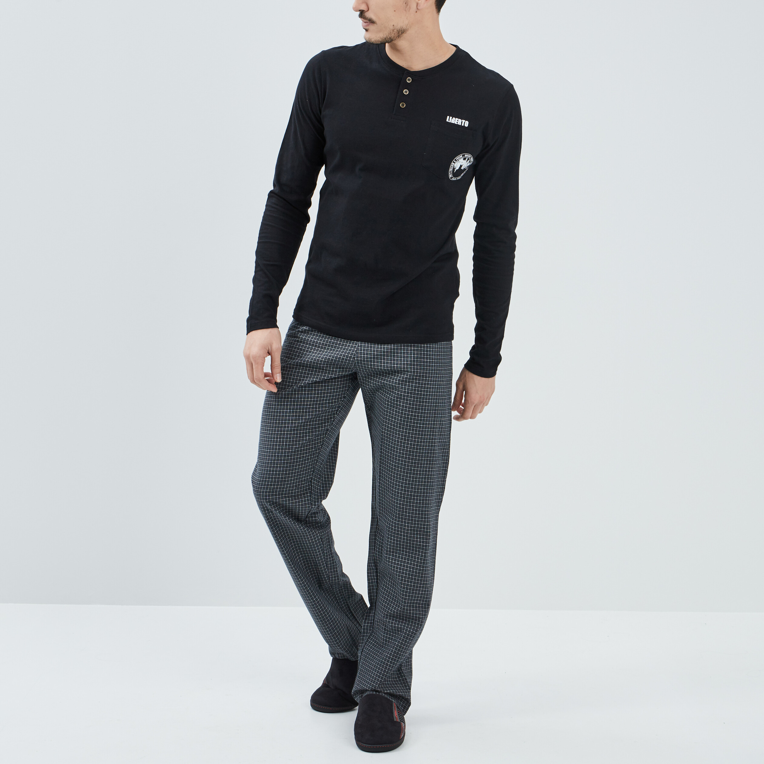 Ensemble pyjama 2 pièces noir homme | La Halle