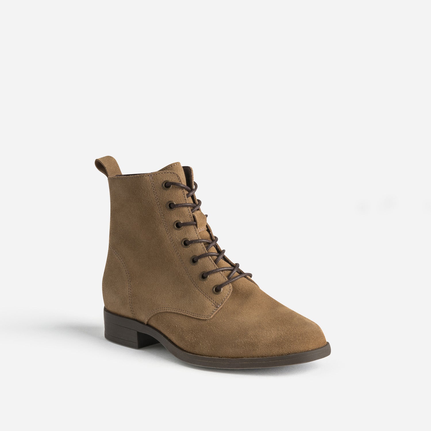 Bottine taupe éco-conçue en cuir velours