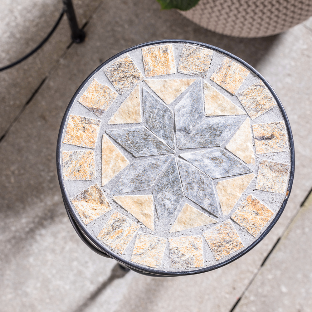 HC Garten & Freizeit Mosaik Blumenständer 3er Set aus Metall Pflanzenständer Set schwarz
