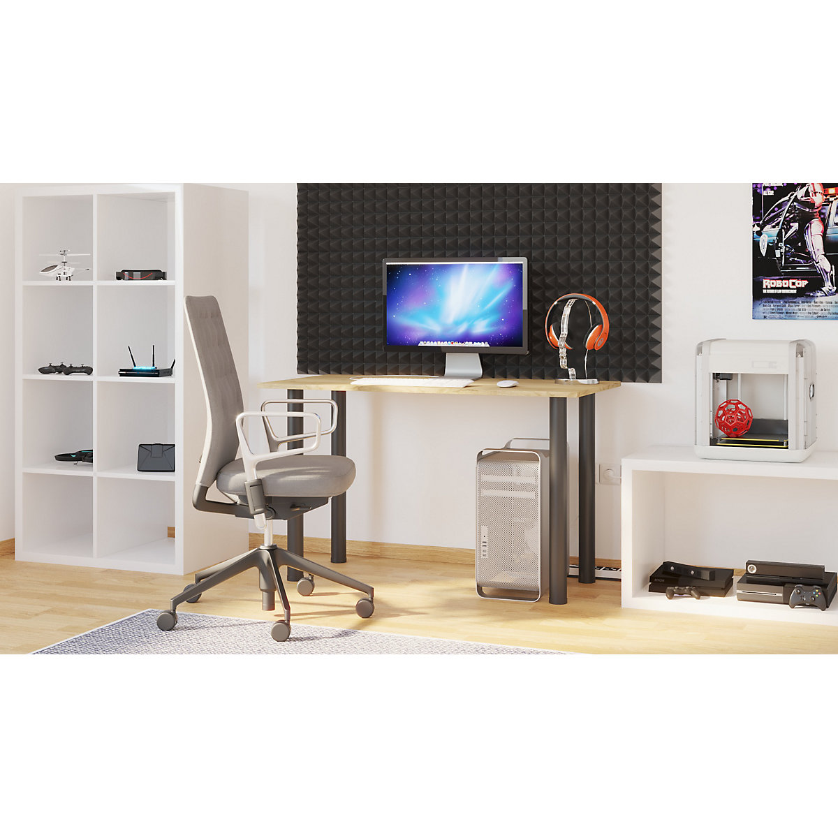 Gaming Schreibtisch mit Kabeldurchführung onesize