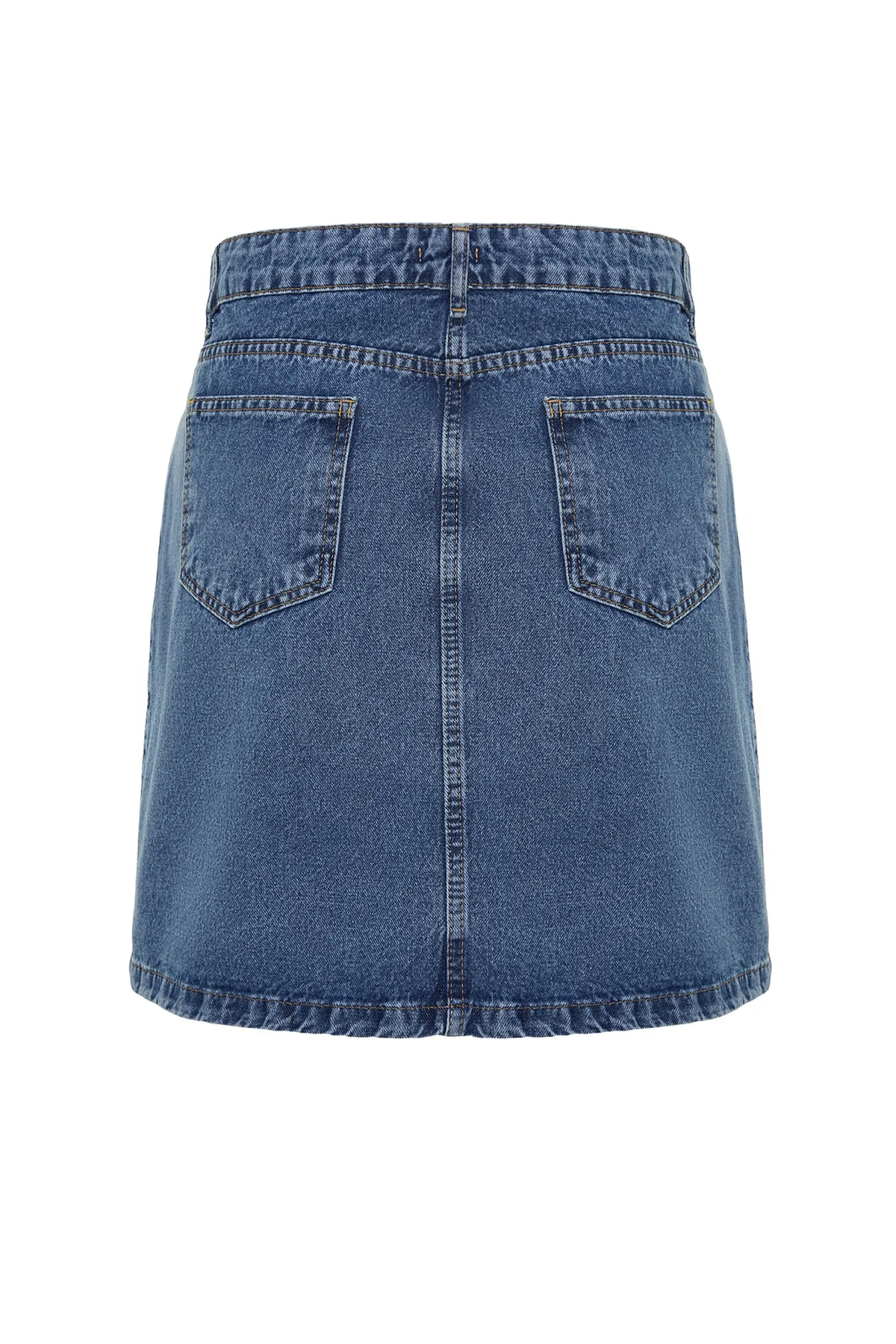 Trendyol Curve  Blauer Jeansrock mit Doppelschlitz TBBSS23AZ00056