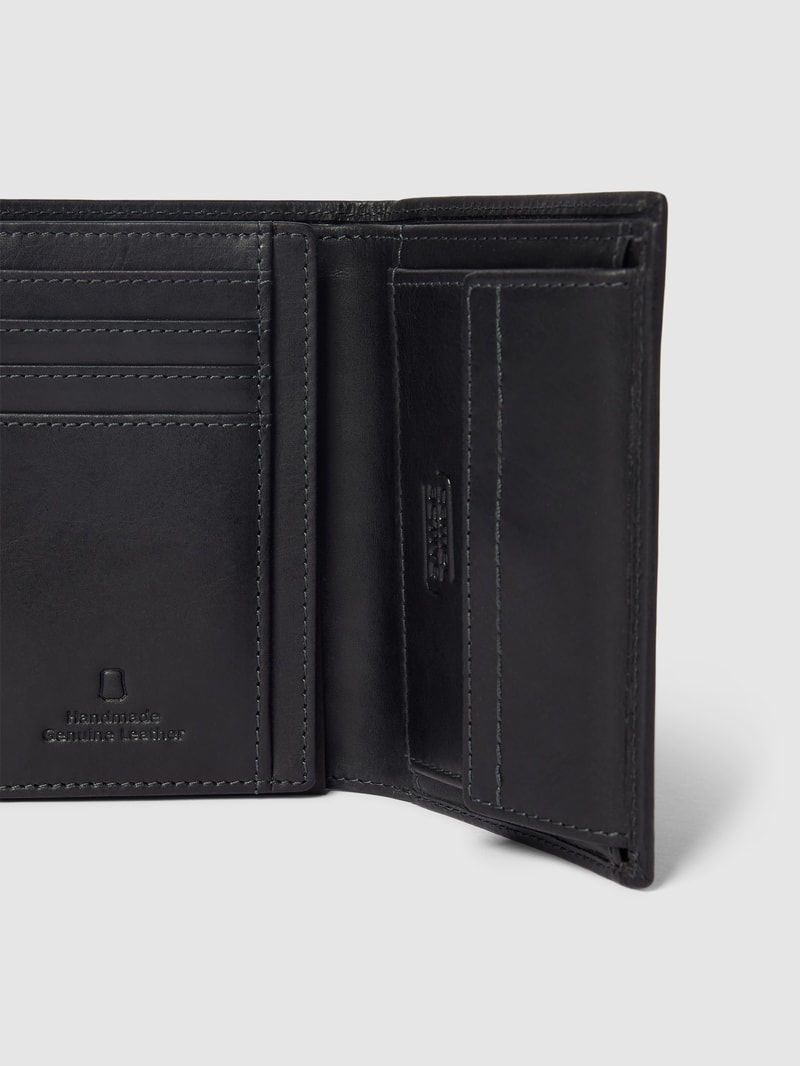 Portemonnaie aus Leder mit RFID-Blocker in schwarz