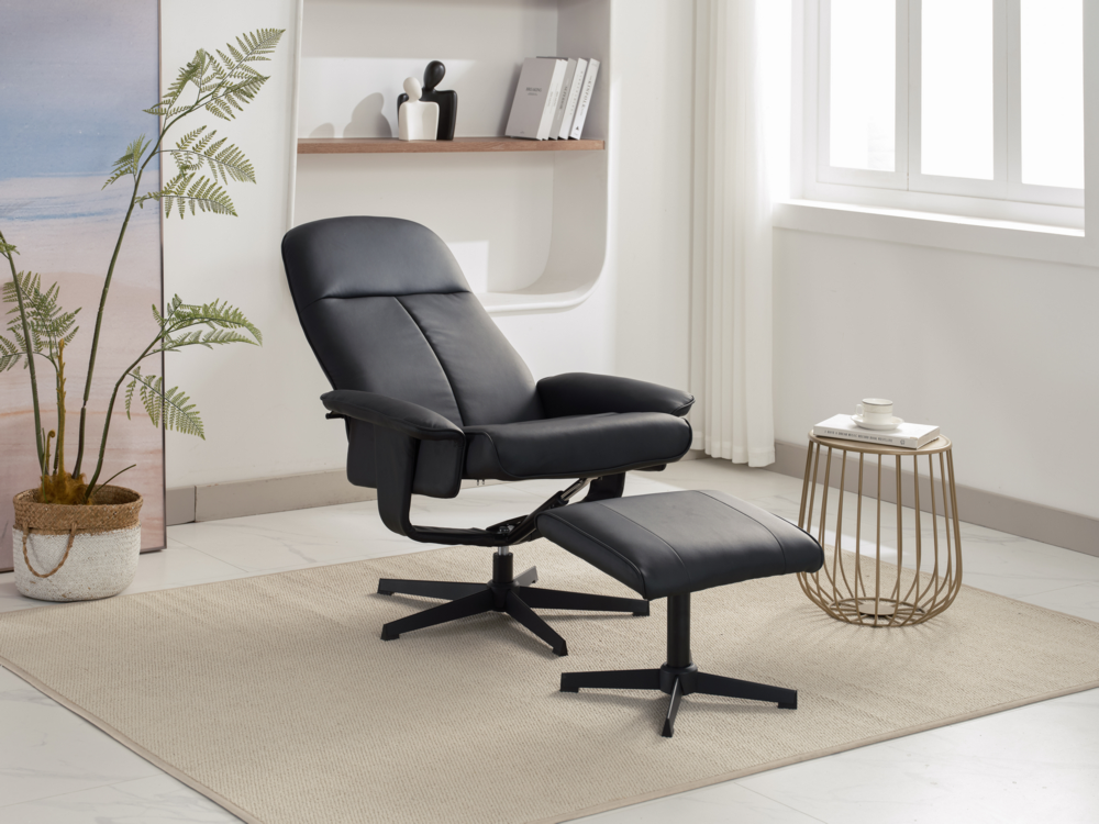 Happy Home Happy Home Relaxsessel mit Hocker HWP58-SCH schwarz