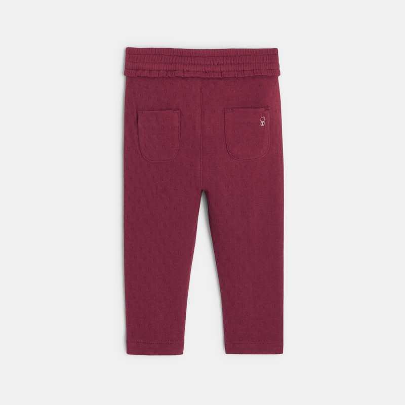 Pantalon maille fantaisie ceinture élastique rose bébé fille