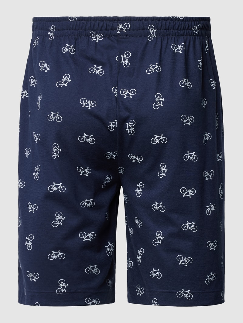 Pyjama-Shorts mit Allover-Muster in dunkelblau