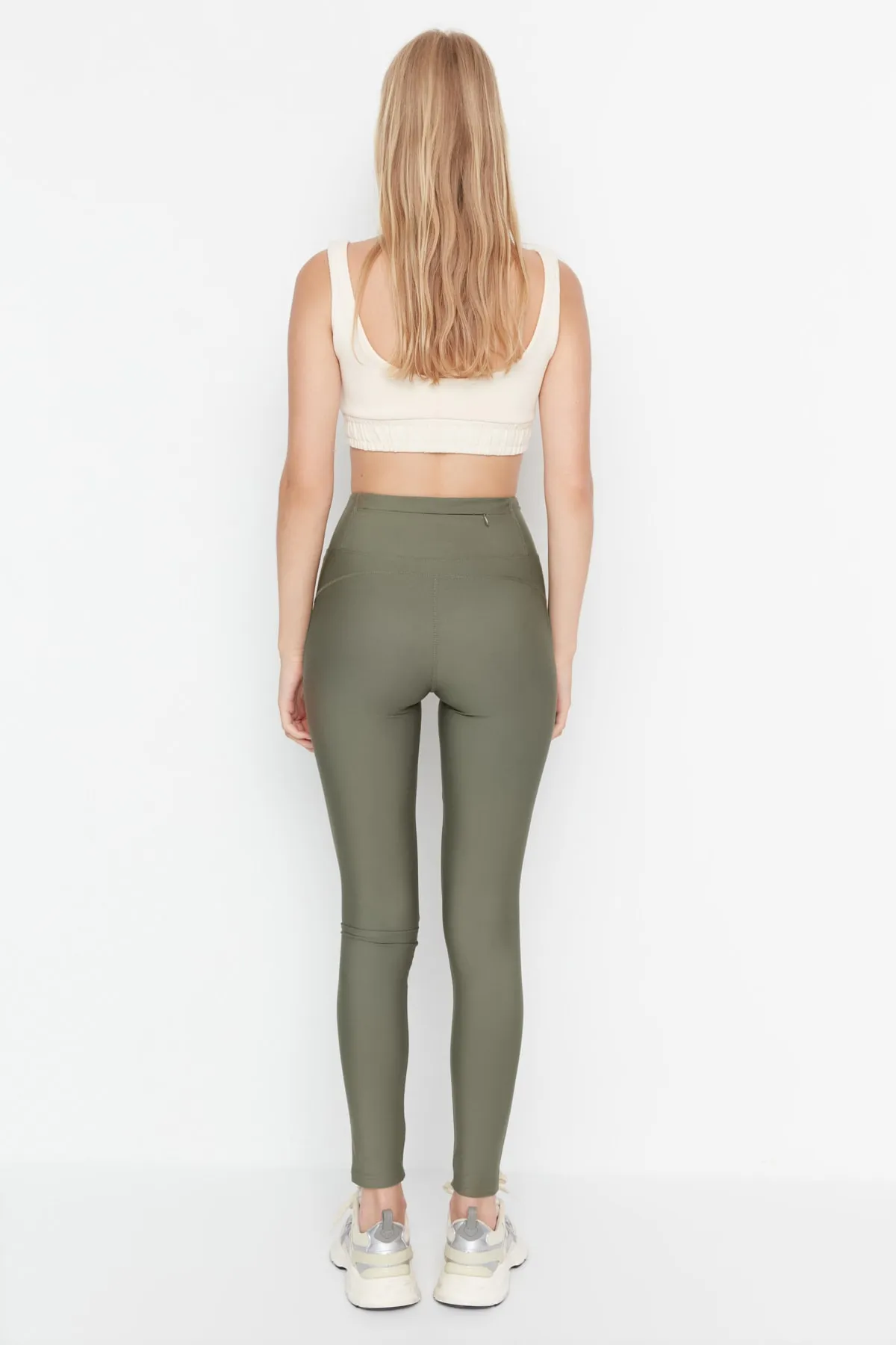 Trendyol Collection  Khakifarbene gestrickte Sportstrumpfhose mit Reißverschluss und durchgehendem Reißverschluss zur Verbesserung der Taille TWOAW23TY00017