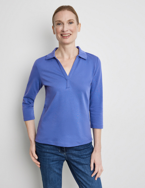 3/4 Arm Poloshirt aus Baumwolle