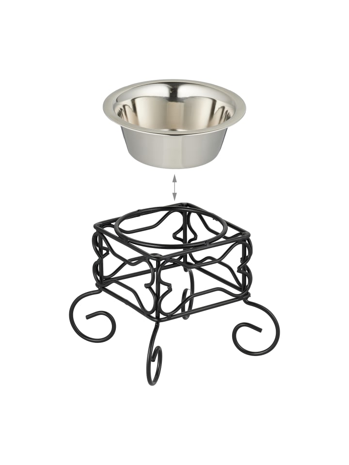 relaxdays Hundenapf in Schwarz/ Silber - (B)18 x (H)15,5 x (T)18 cm günstig kaufen onesize