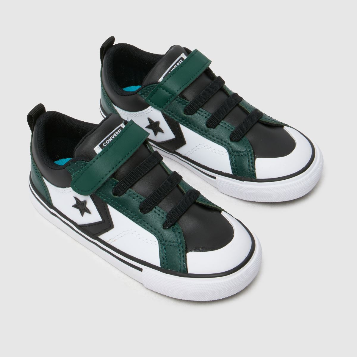 Converse vita & gröna Pro Blaze låga lättåtkomliga småbarnssneakers för pojkar