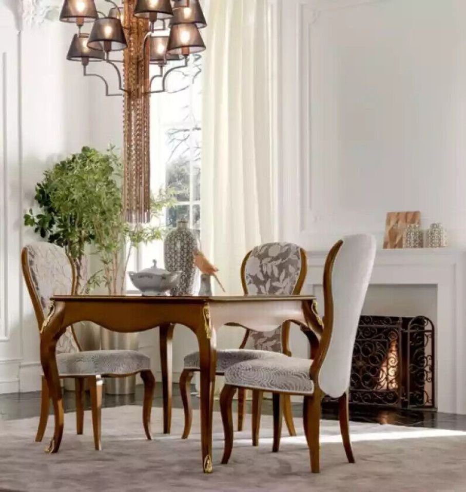 JVmoebel Esszimmer-Set Klassischer Esszimmer Braun Esstisch 4x Stühle Sideboard, (6-St., Esstisch + 4x Stühle + Sideboard), Made in Italy