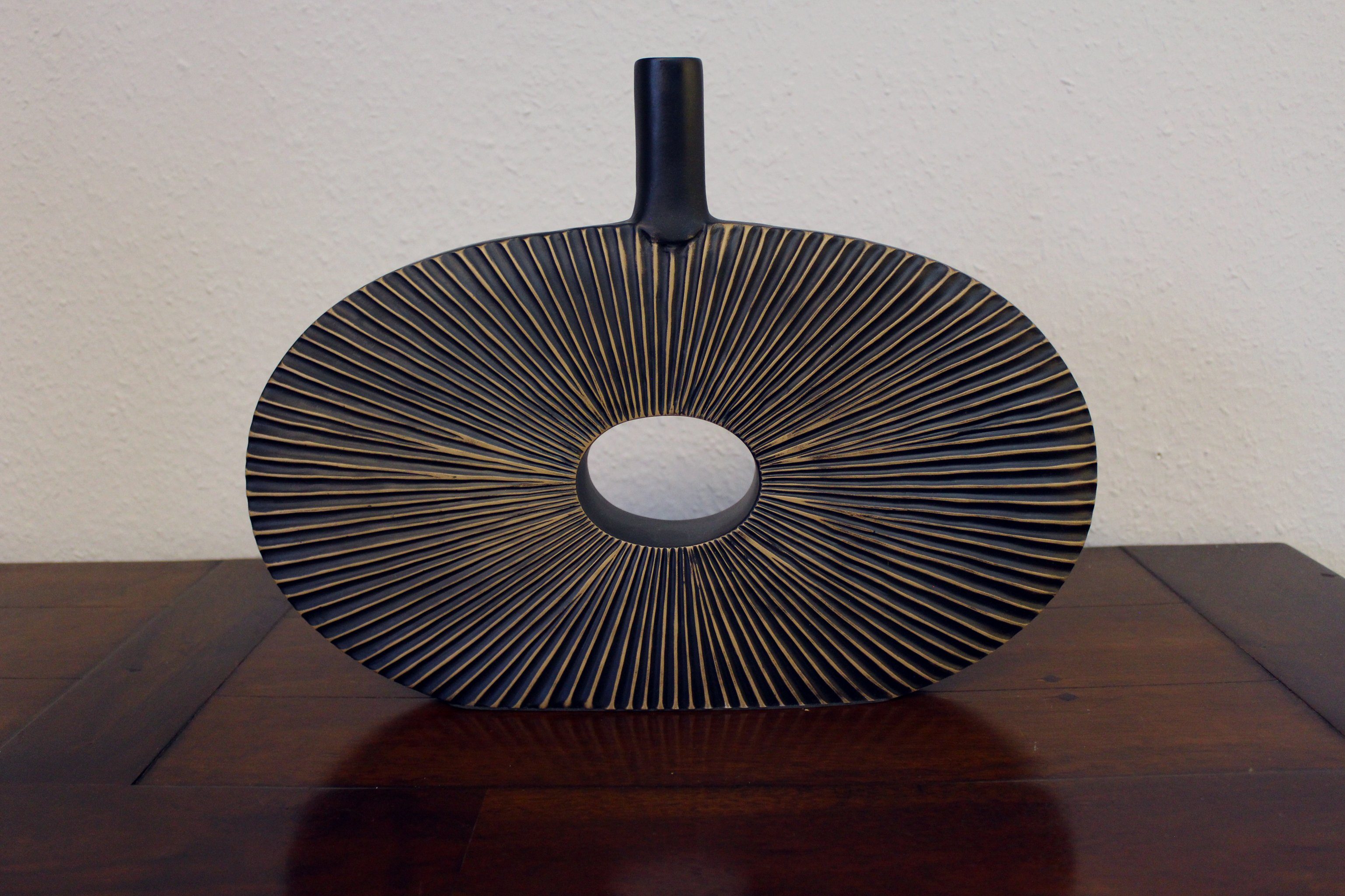 Arnusa Dekovase Blumenvase moderne Vase geriffelt Braun Dekoration, große Tischvase mit Filzgleiter