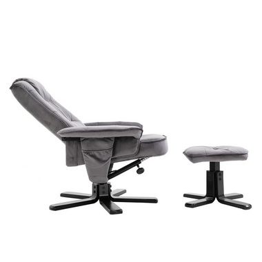 IDIMEX Relaxsessel CHARLES, Relaxsessel Samtstoff grau mit Hocker Fernsehsessel TV Sessel Relaxstu
