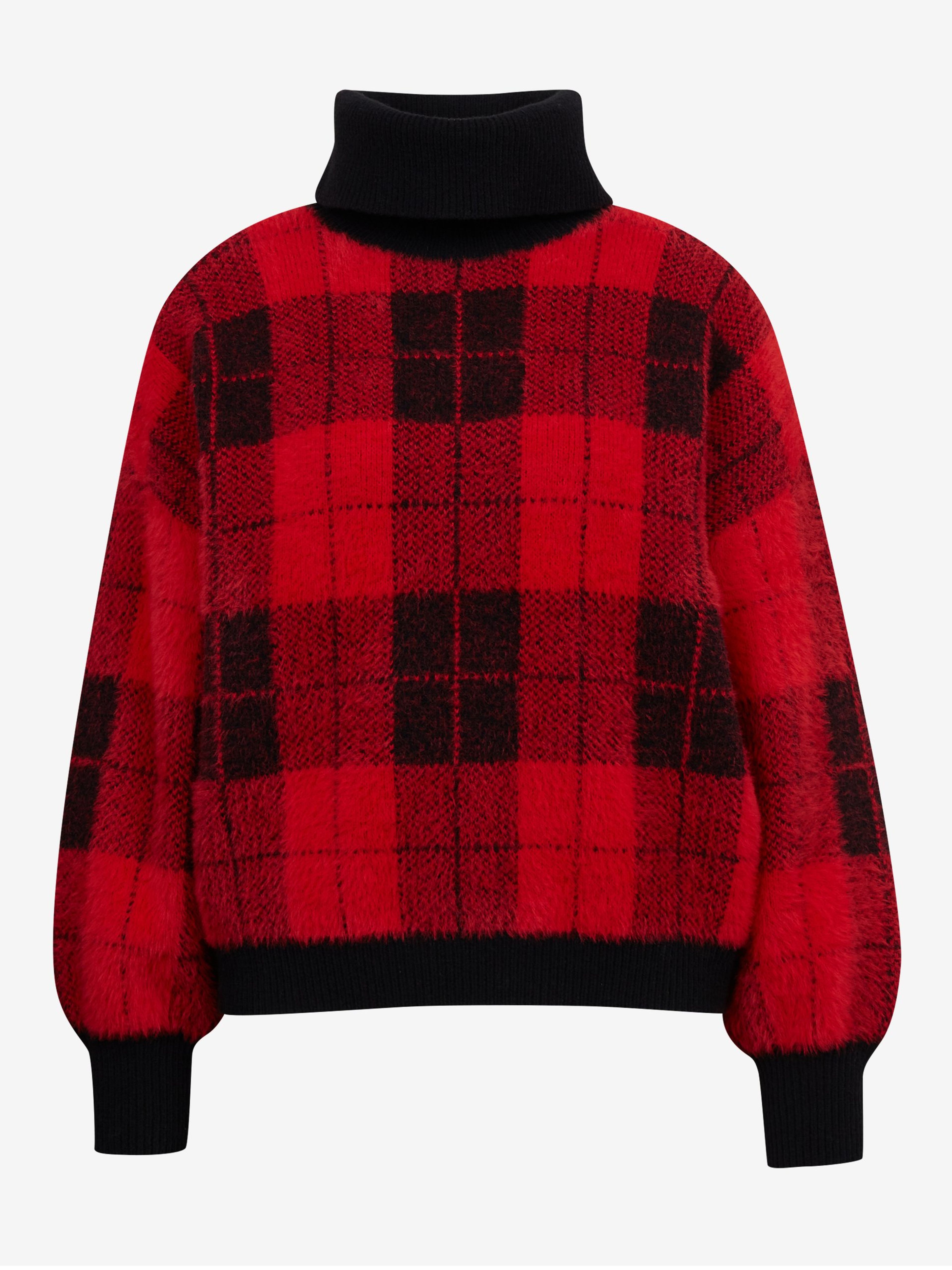 Schwarz-rot karierter Damenpullover ORSAY