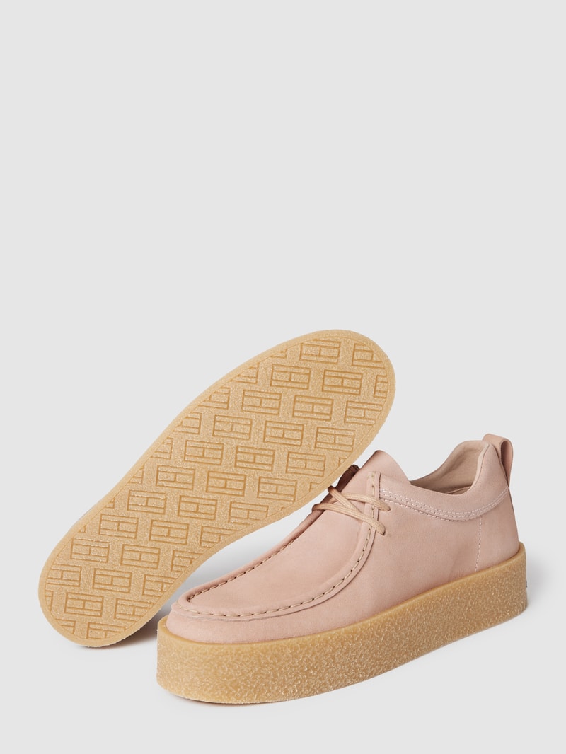 Halbschuhe aus echtem Leder mit Plateausohle in rosé