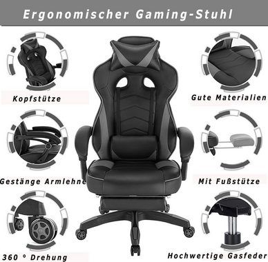 Woltu Gaming-Stuhl (1 St), 145 Grad Neigungswinkel, höhenverstellbar
