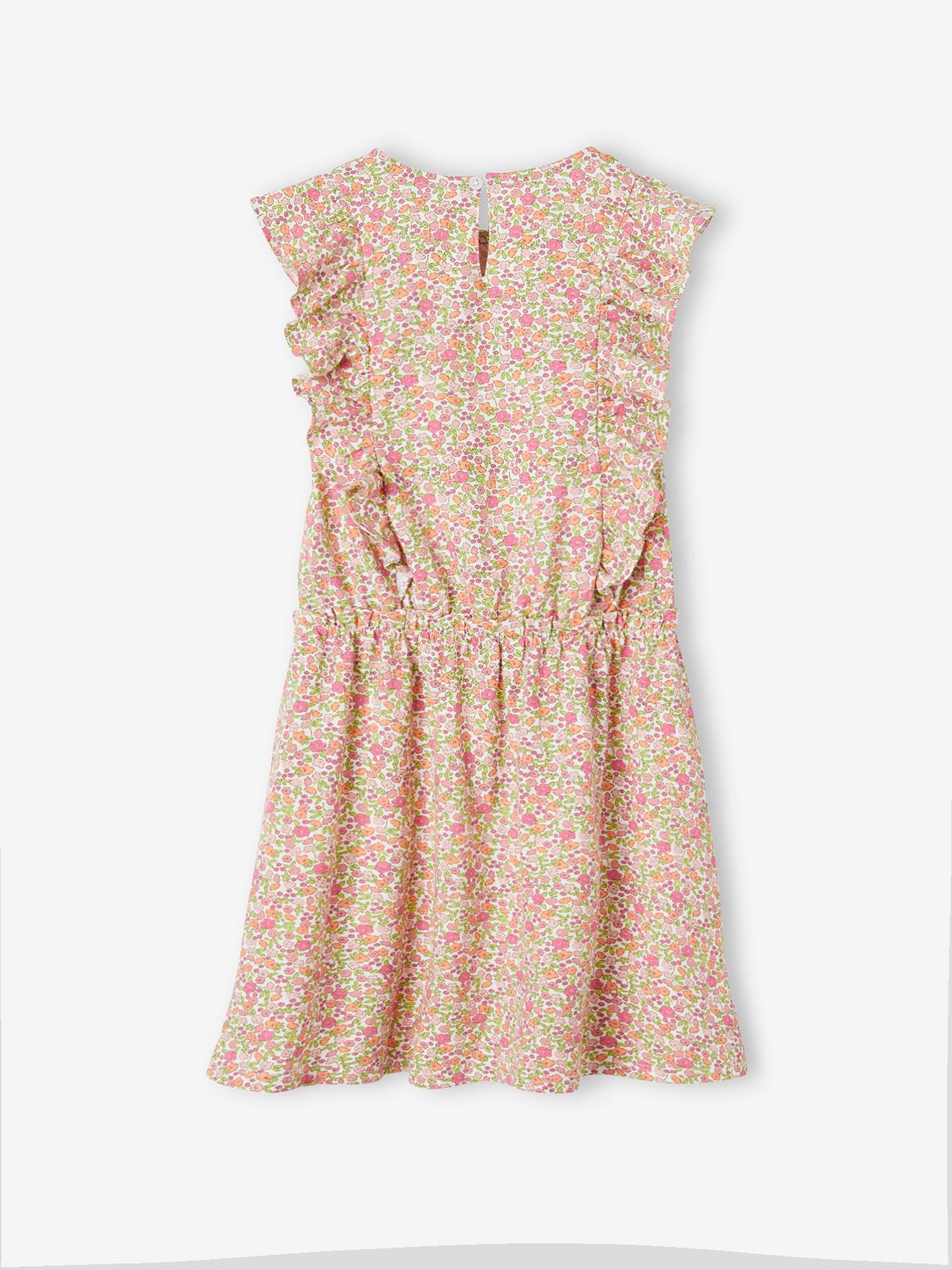 Vertbaudet Mädchen Kleid mit Volants Oeko-Tex - rosa