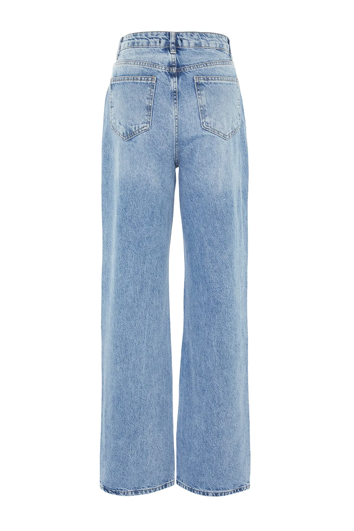 Trendyol Collection  Blaue, lange, gerade Jeans mit hoher Taille TWOAW23JE00111