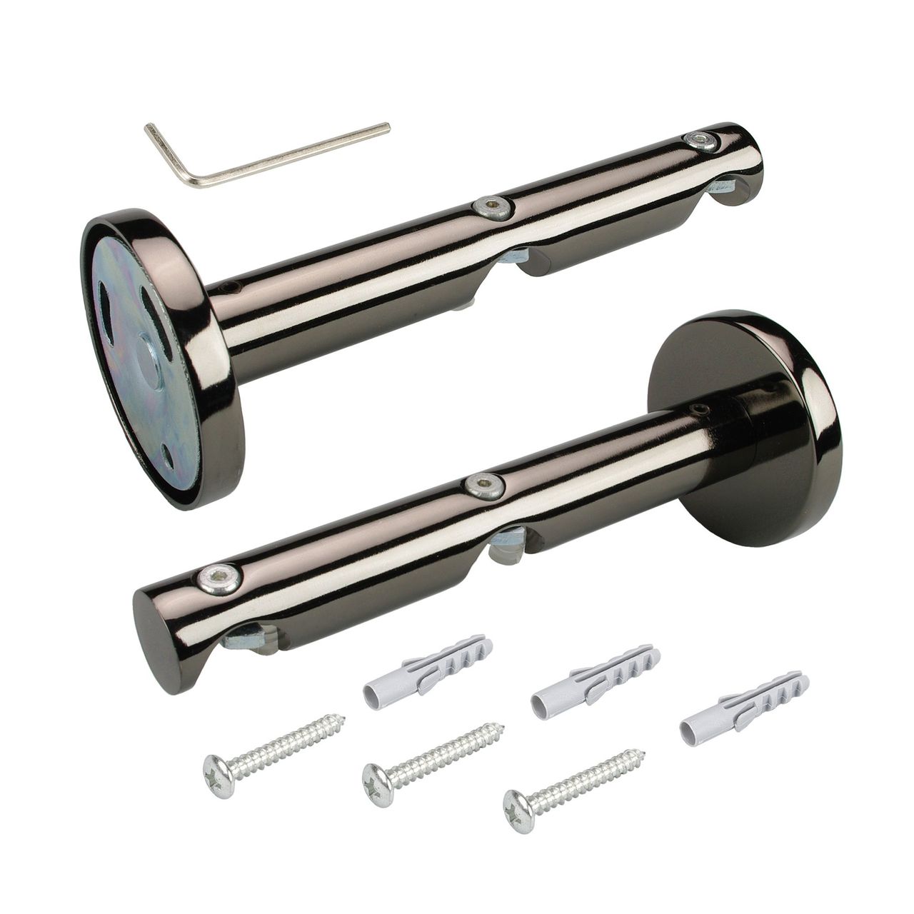 Bella Casa Träger, Doppelträger 12 cm für Stilstange Gardinenstange Profilrohr 16 mm Ø, titan, 1 Stück