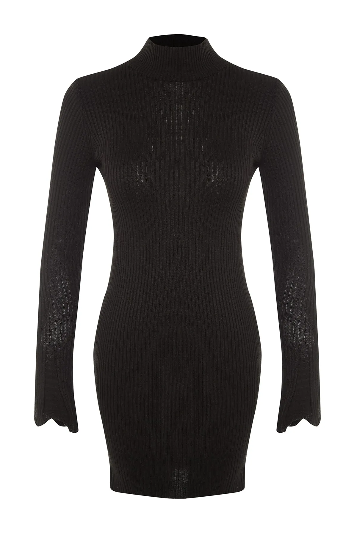 Trendyol Collection  Schwarzes schwarzes tailliertes Mini-Strick-Basic-Kleid TWOAW23EL01415 Kleid TWOAW23EL01415