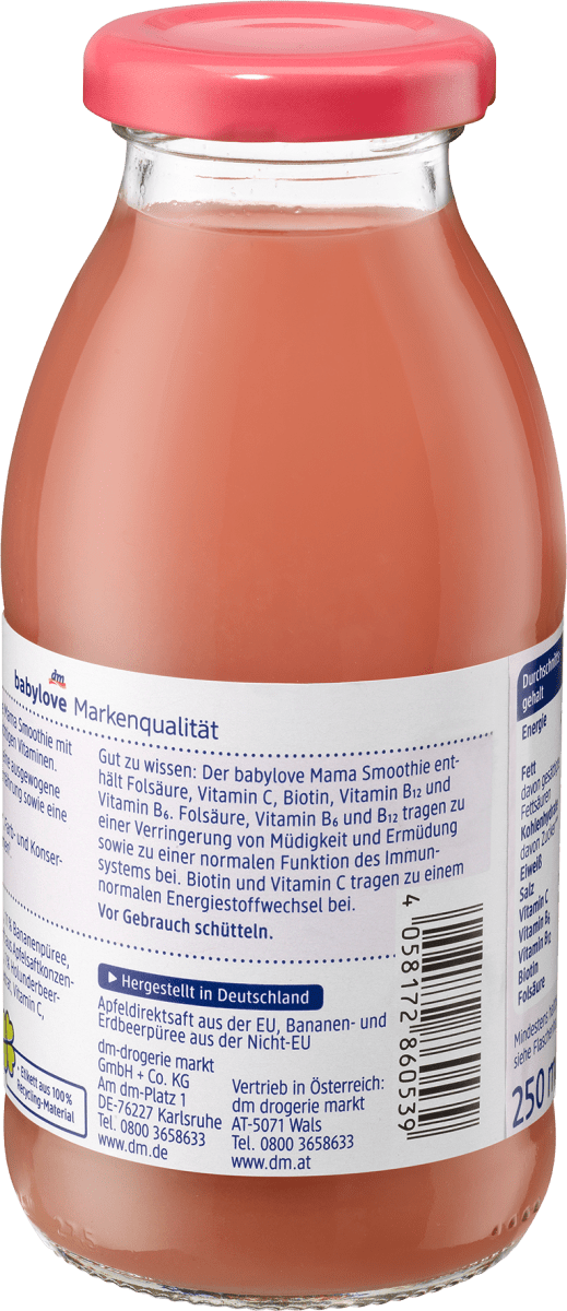 Smoothie Apfel, Banane, Erdbeere & Holunder, 250 ml