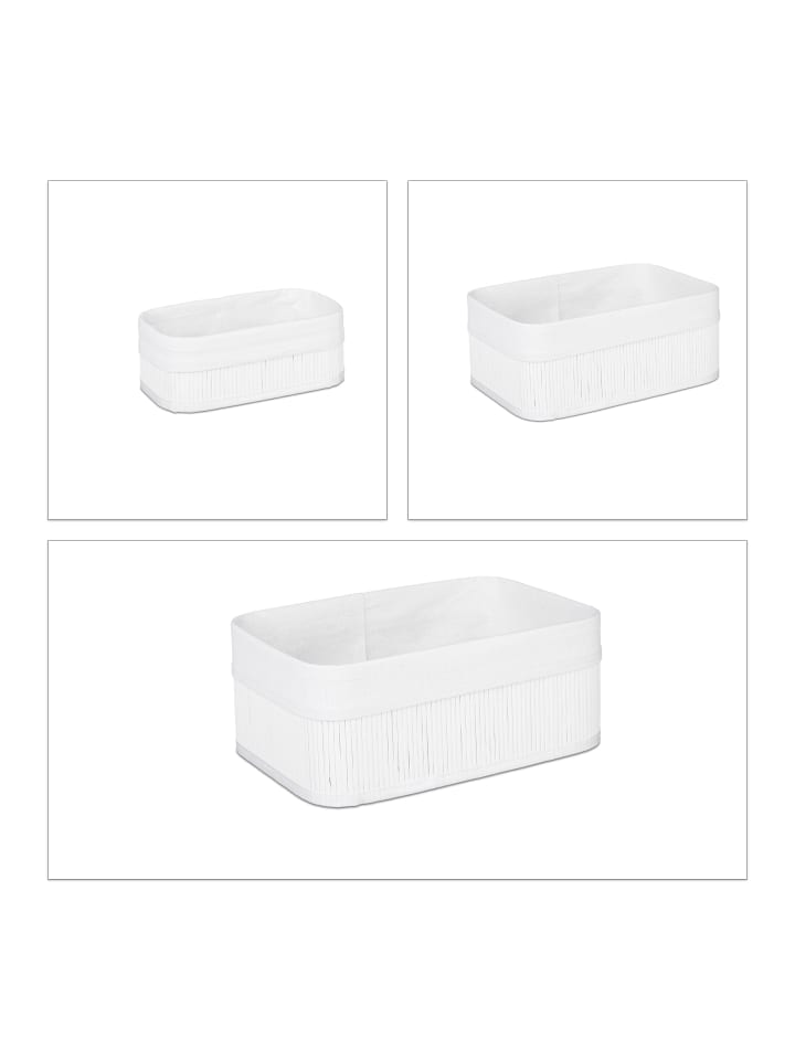 relaxdays 3x Aufbewahrungskorb Bad in Weiß günstig kaufen onesize